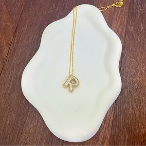 18K Gold-Plated Initial R Bubble Balloon Letter Necklace Personalized Jewelry